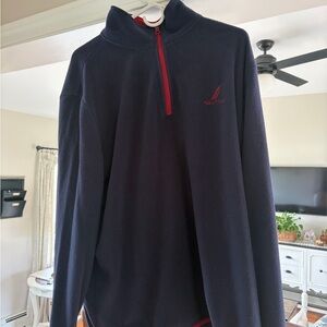 Nautica Men’s Navy Quarter-Zip Fleece Pullover LX perfect for spring